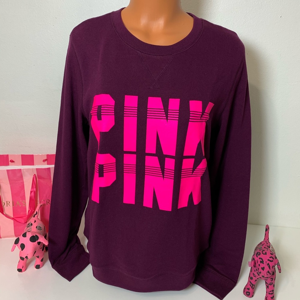NEW PINK VS CREWNECK LOGO SWEATSHIRT